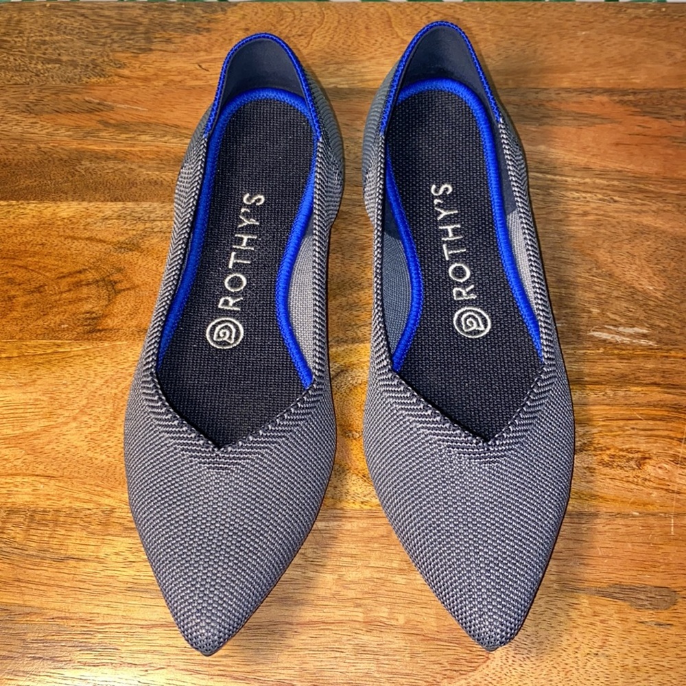 Rothy’s The Point Gray/Black Knit Flats Women’s 8 - Picture 2 of 10